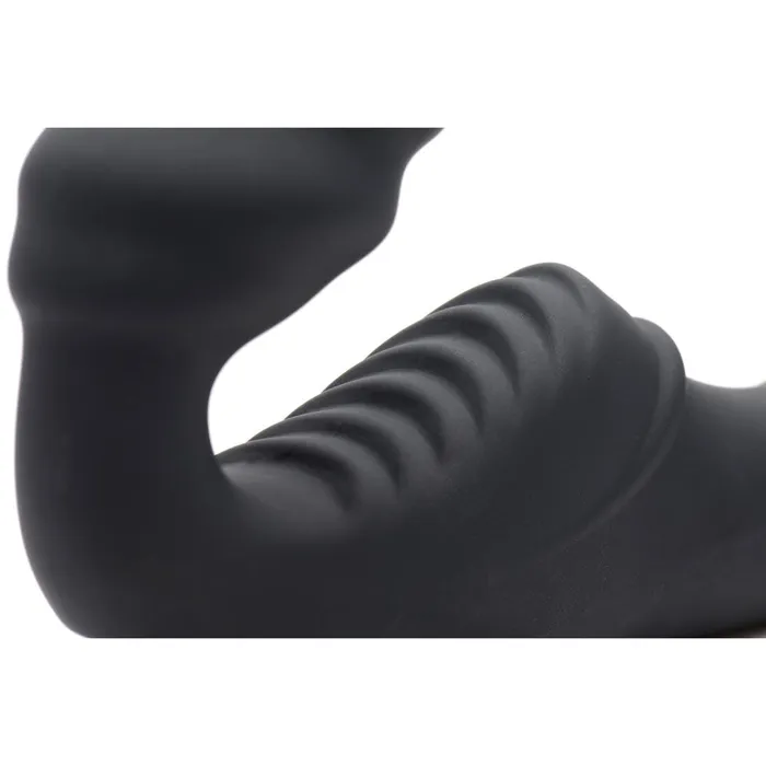 Female Sex Toys Slim Rider Ribbed Vibrating Silicone Strapless StrapOn XR Brands Strap U