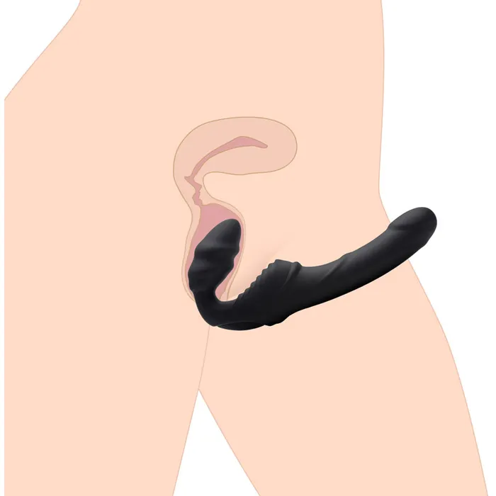 Female Sex Toys Slim Rider Ribbed Vibrating Silicone Strapless StrapOn XR Brands Strap U