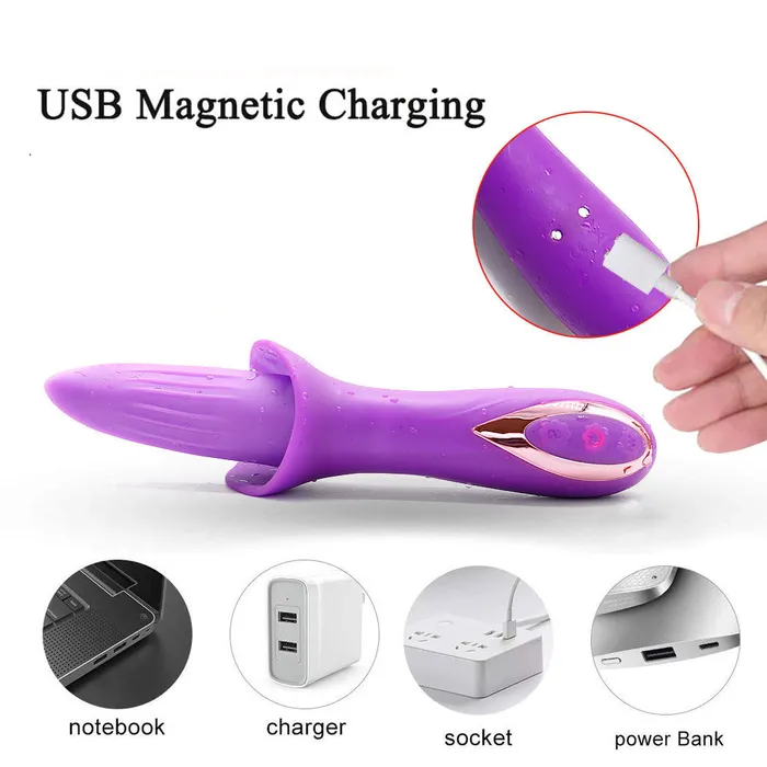 Female Sex Toys Tongue Licking Clit Stimulator G Spot Clitoral Anal Vibrator Domlust