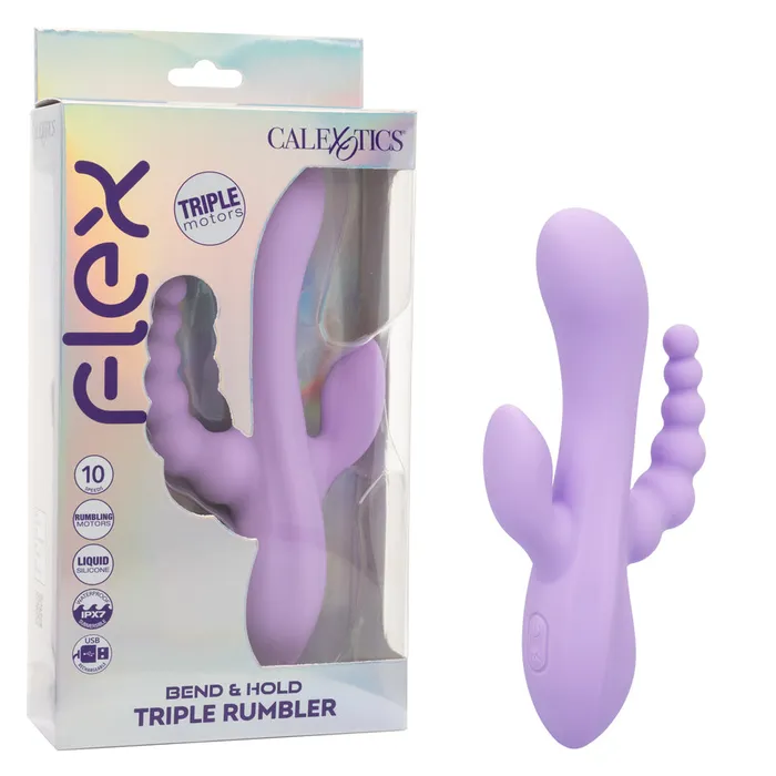 Flex Bend and Hold Triple Rumbler Purple Vibrator CalExotics Vibrators