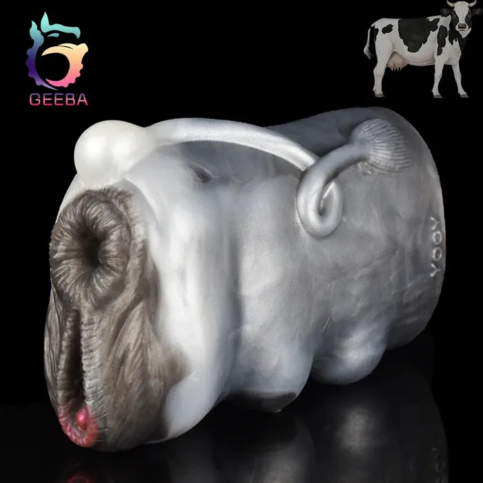 Male Sex Toys Domlust Cow Pocket Pussy Male Masturbator Realistic Animal Vagina Dual Penis Massage Sex Toy for Men