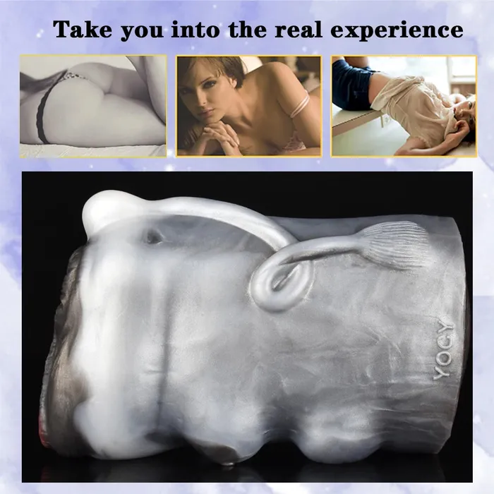 Male Sex Toys Domlust Cow Pocket Pussy Male Masturbator Realistic Animal Vagina Dual Penis Massage Sex Toy for Men