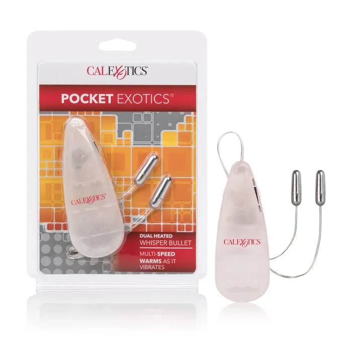 Pocket Exotics Dual Heated Whisper Bullets Clear CalExotics Dildos