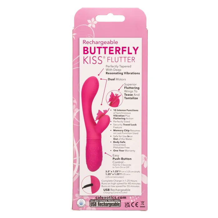 Rechargeable Butterfly Kiss Flutter Pink CalExotics Vibrators