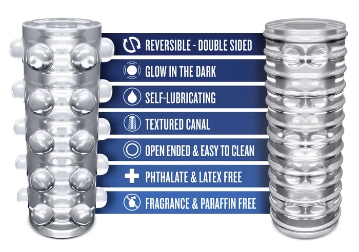 Rize Swich Glow in the Dark Self Lubricating Stroker Clear Blush Male Sex Toys Rize Swich Glow in the Dark Self Lubricating Stroker Clear Blush Male Sex Toys