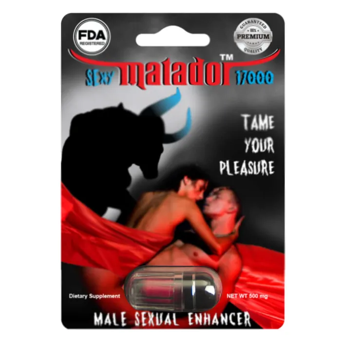 Sexy Matador 17000 Male Sexual Enhancer 24pc Display 500mg Capsule for Maximum Drive Endurance Rhino Enhancers Sexy Matador 17000 Male Sexual Enhancer 24pc Display 500mg Capsule for Maximum Drive Endurance Rhino Enhancers