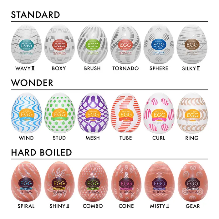 Tenga Male Sex Toys EGG VARIETY PACK HARD BOILED II