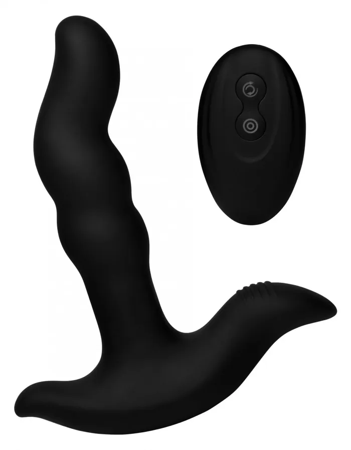 XR Brands Perineum Sex Toy Taint Stimulator Rimstatic Curved Rotating Plug with Remote Male Sex Toys