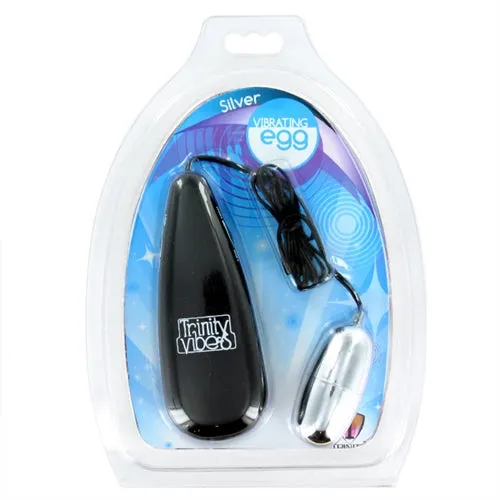 XR Brands Trinity Vibes Silver Vibrating Egg Female Sex Toys