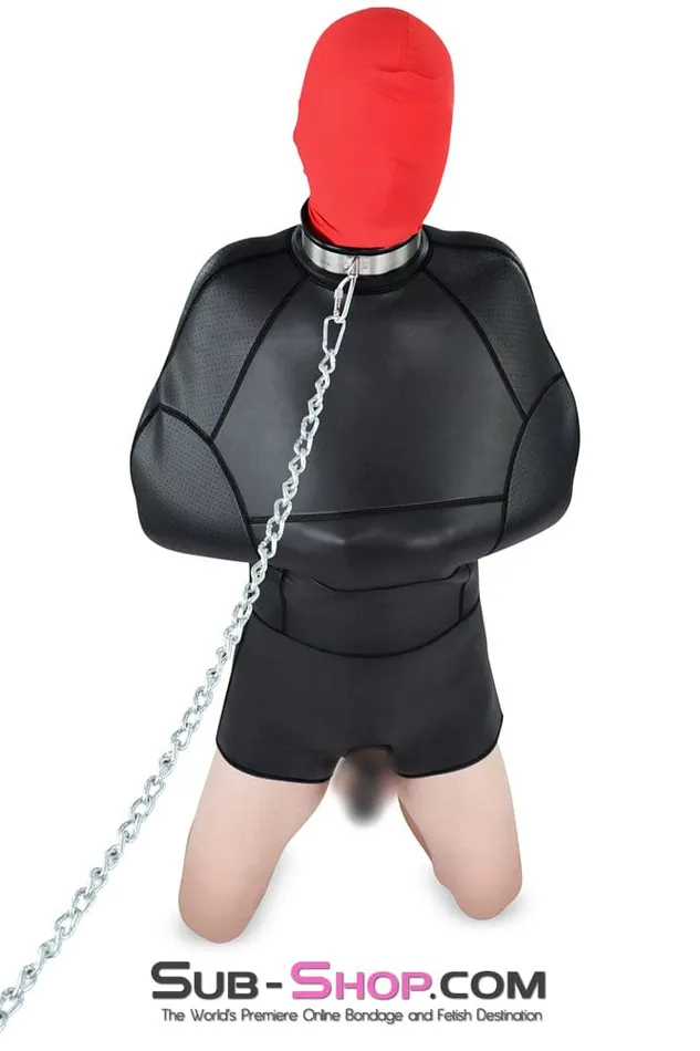 1404R Steel The Show Black Rubber Lined Locking Stainless Steel Collar Rise Dildos