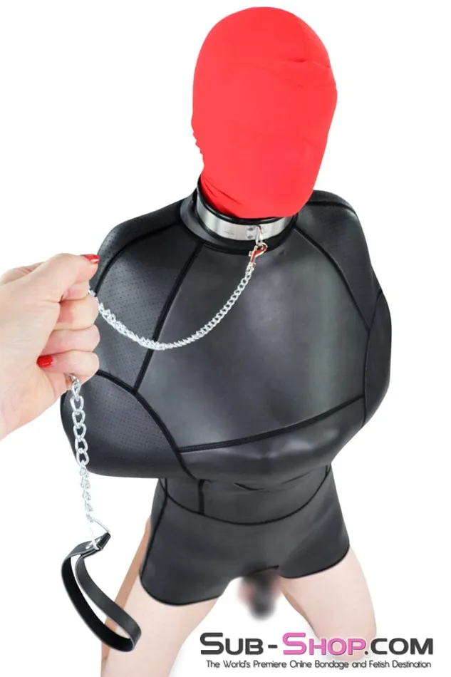1404R Steel The Show Black Rubber Lined Locking Stainless Steel Collar Rise Dildos