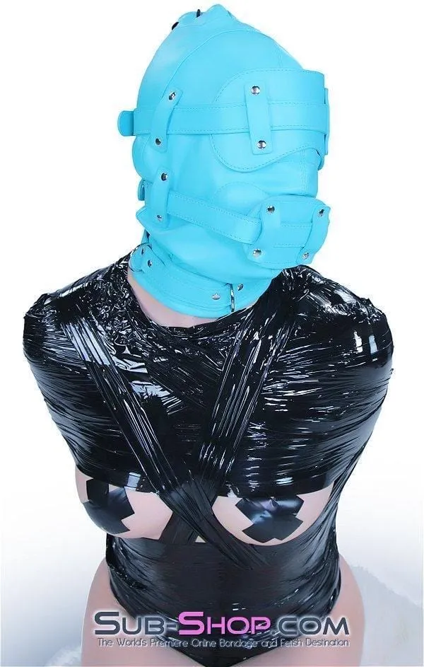 3710RS Deep Throat Diamond Blue Locking Hood with Removable Penis Gag Blindfold Raysent Male Sex Toys