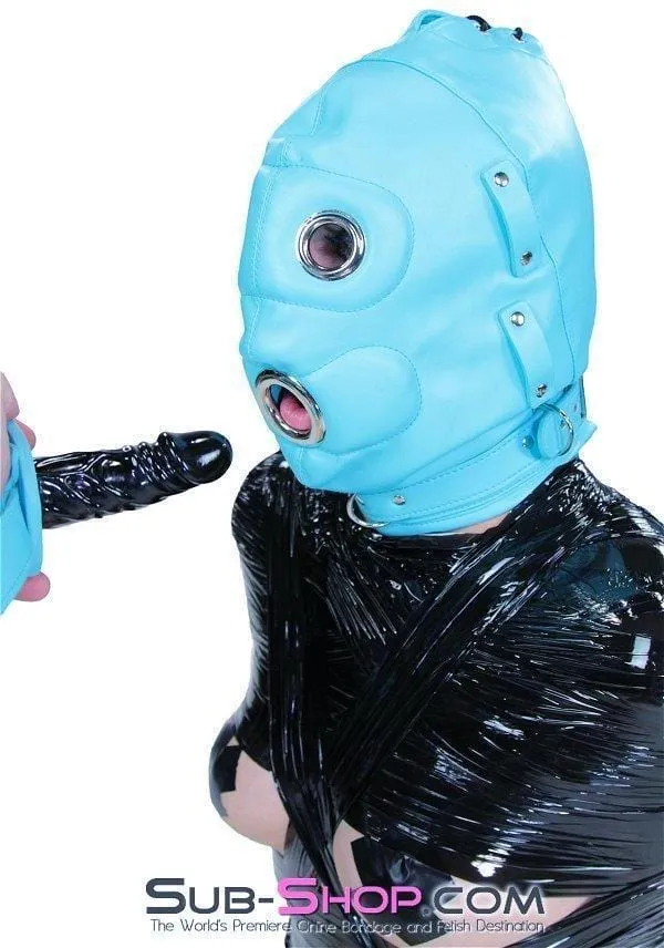 3710RS Deep Throat Diamond Blue Locking Hood with Removable Penis Gag Blindfold Raysent Male Sex Toys