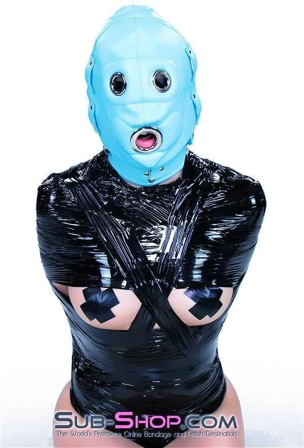 3710RS Deep Throat Diamond Blue Locking Hood with Removable Penis Gag Blindfold Raysent Male Sex Toys