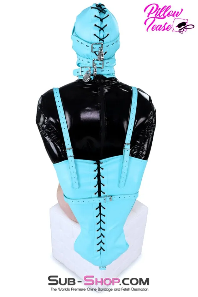 3710RS Deep Throat Diamond Blue Locking Hood with Removable Penis Gag Blindfold Raysent Male Sex Toys
