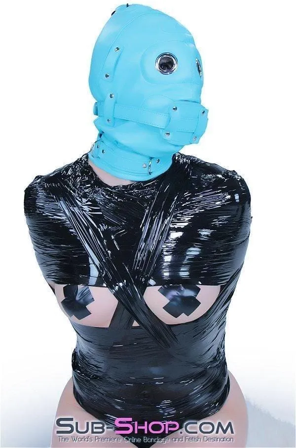 3710RS Deep Throat Diamond Blue Locking Hood with Removable Penis Gag Blindfold Raysent Male Sex Toys