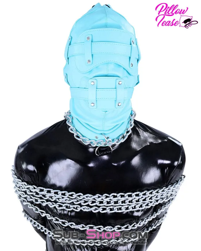 3710RS Deep Throat Diamond Blue Locking Hood with Removable Penis Gag Blindfold Raysent Male Sex Toys