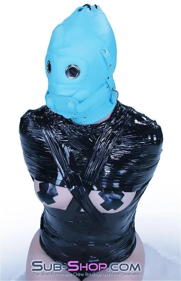 3710RS Deep Throat Diamond Blue Locking Hood with Removable Penis Gag Blindfold Raysent Male Sex Toys