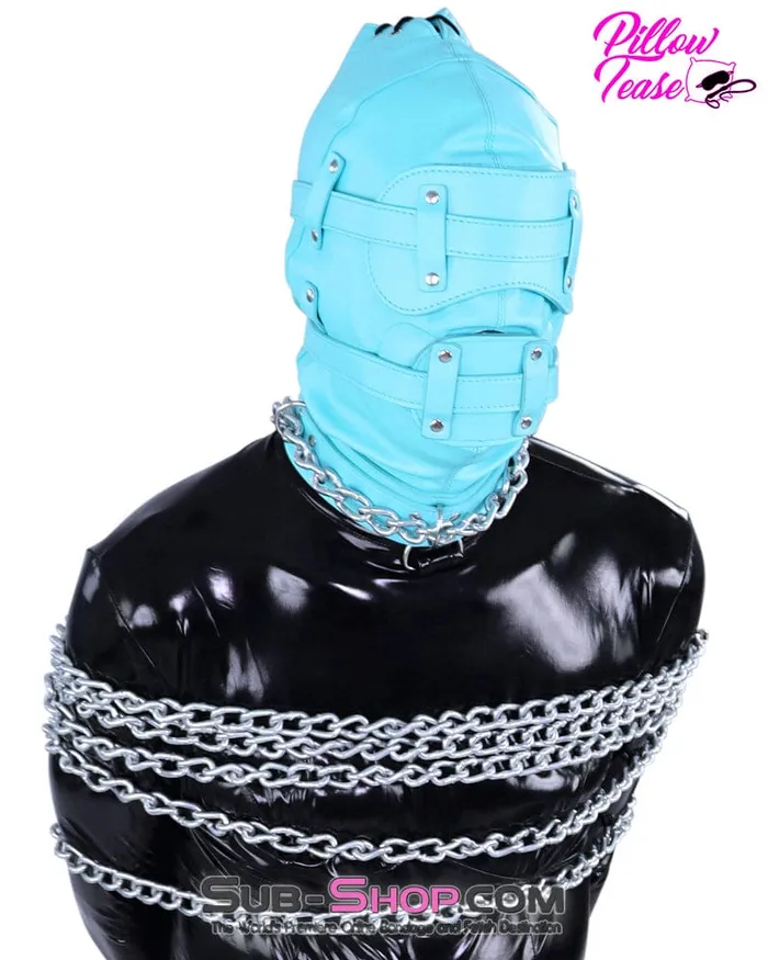 3710RS Deep Throat Diamond Blue Locking Hood with Removable Penis Gag Blindfold Raysent Male Sex Toys