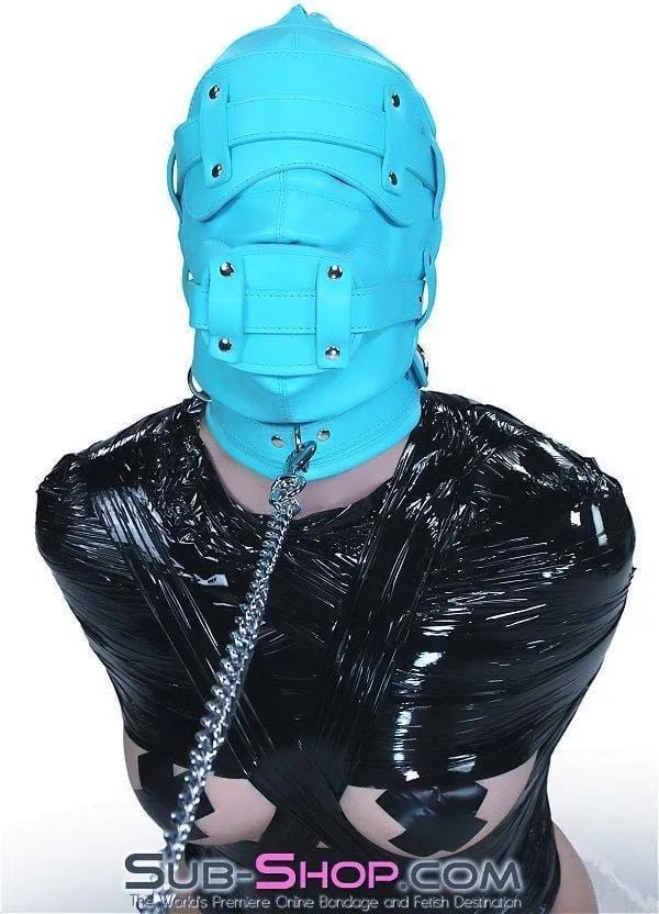 3710RS Deep Throat Diamond Blue Locking Hood with Removable Penis Gag Blindfold Raysent Male Sex Toys