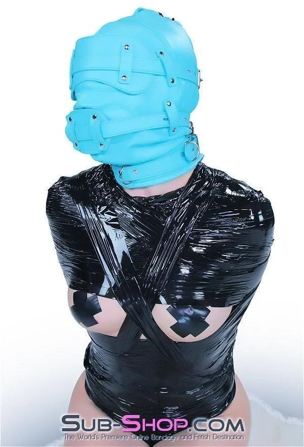 3710RS Deep Throat Diamond Blue Locking Hood with Removable Penis Gag Blindfold Raysent Male Sex Toys