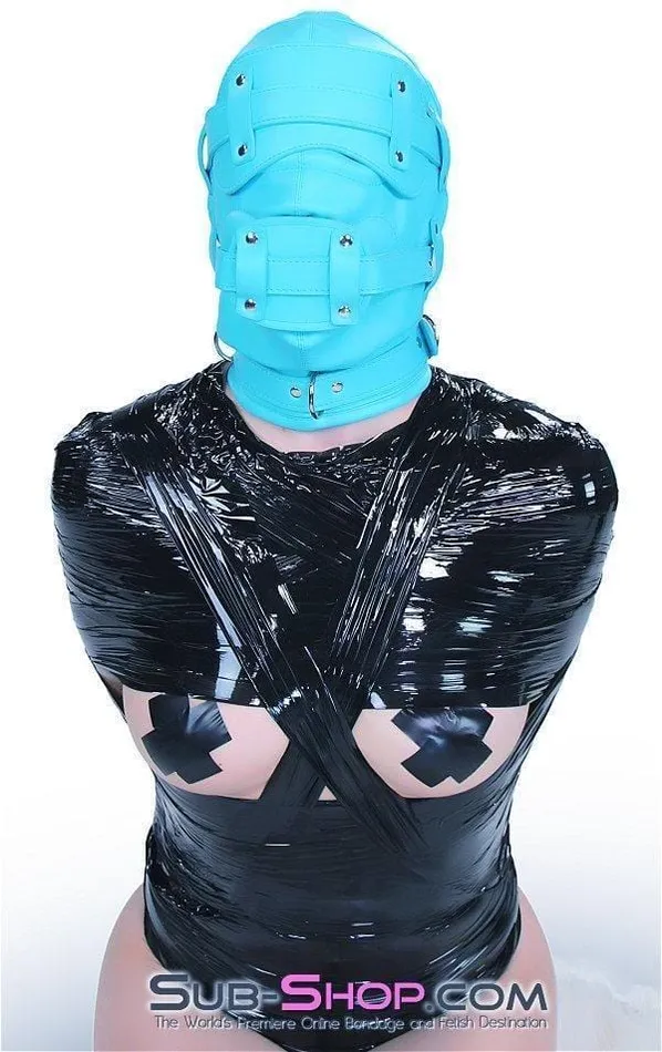 3710RS Deep Throat Diamond Blue Locking Hood with Removable Penis Gag Blindfold Raysent Male Sex Toys