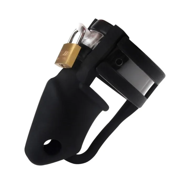 3780HS Black Silicone Cock Trap Locking Chastity Set MEGA Deal HSY Anal