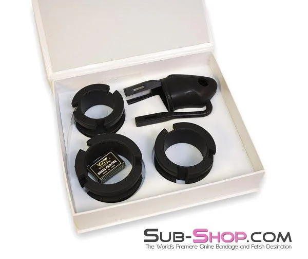 3780HS Black Silicone Cock Trap Locking Chastity Set MEGA Deal HSY Anal