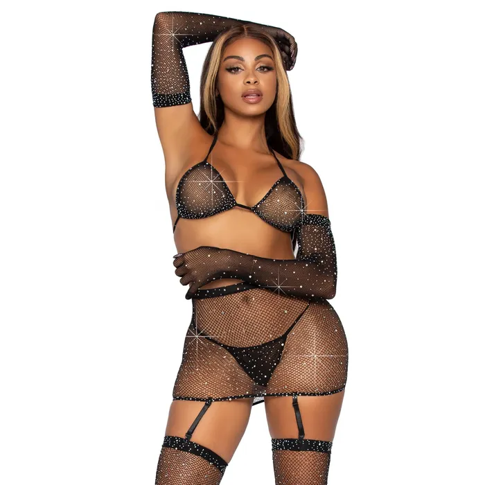 5 Pc Rhinestone Bikini Top GString Garter Skirt Gloves and Stockings One Size Black Leg Avenue Anal 5 Pc Rhinestone Bikini Top GString Garter Skirt Gloves and Stockings One Size Black Leg Avenue Anal