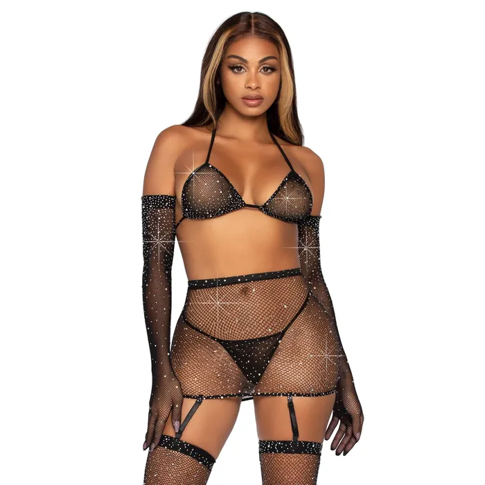5 Pc Rhinestone Bikini Top GString Garter Skirt Gloves and Stockings One Size Black Leg Avenue Anal 5 Pc Rhinestone Bikini Top GString Garter Skirt Gloves and Stockings One Size Black Leg Avenue Anal