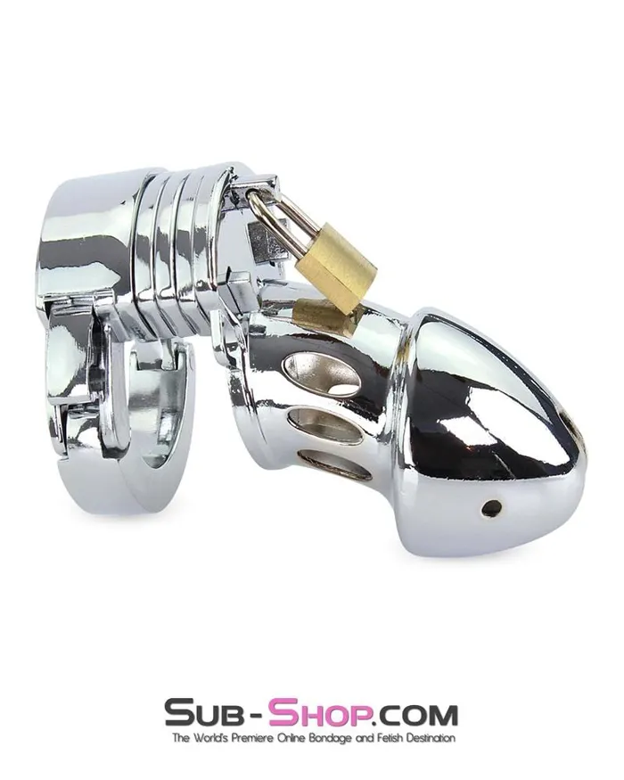7889M Locked Away Steel Locking Chastity With 3 Length Spacers and 5 Cock Cuff Size Positions Moonwell Male Sex Toys