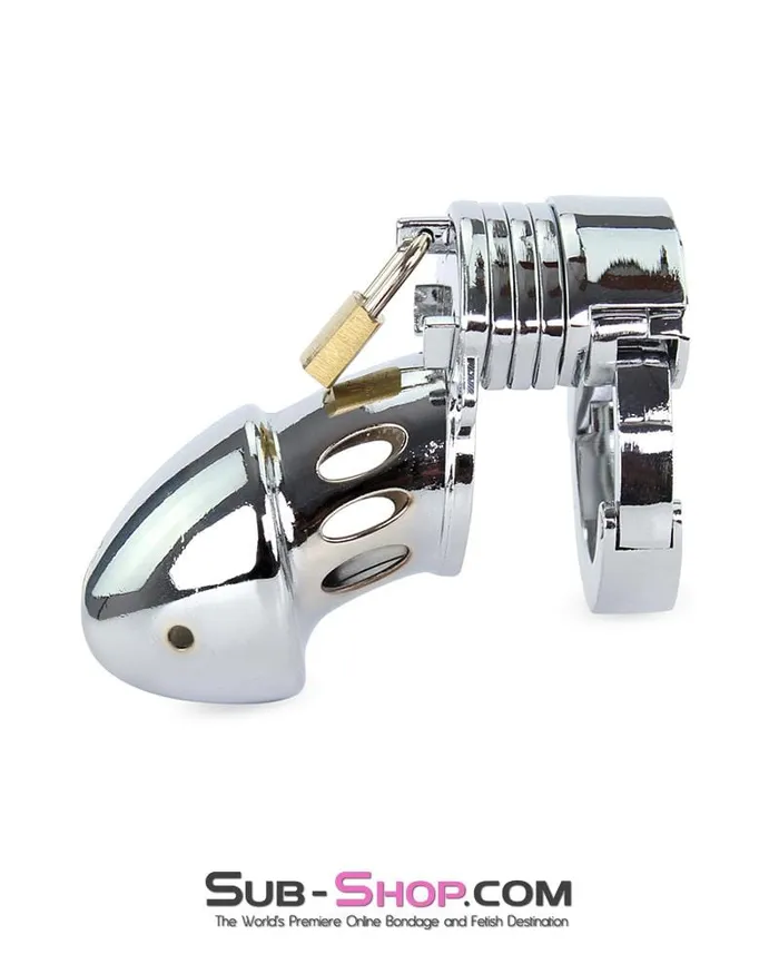 7889M Locked Away Steel Locking Chastity With 3 Length Spacers and 5 Cock Cuff Size Positions Moonwell Male Sex Toys