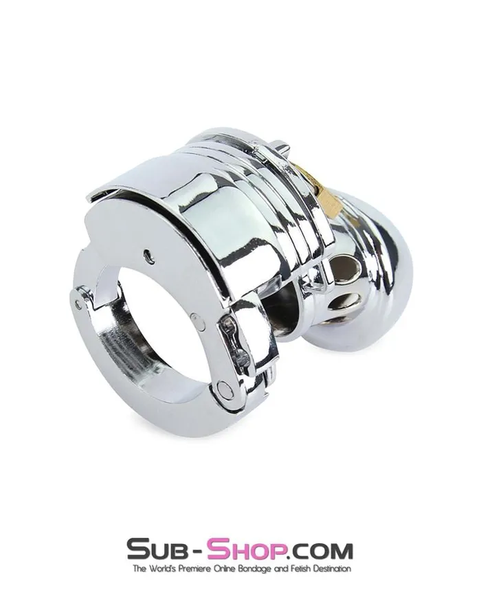 7889M Locked Away Steel Locking Chastity With 3 Length Spacers and 5 Cock Cuff Size Positions Moonwell Male Sex Toys