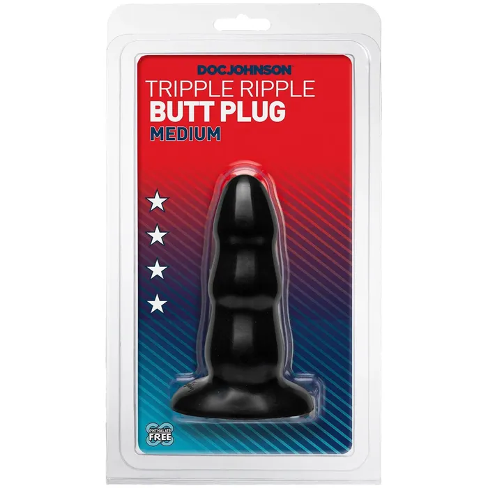 Anal Doc Johnson Triple Ripple Butt Plug Medium Black Anal Doc Johnson Triple Ripple Butt Plug Medium Black