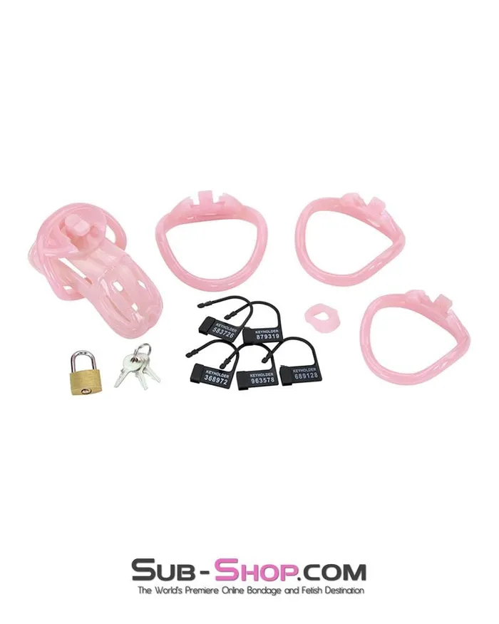 Aria Male Sex Toys 1533ARSIS Prison Sissy Bitch Pink Jailhouse Cock Locking Male Chastity Cage
