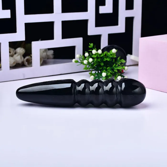 Dildos Black crystal thread dildo