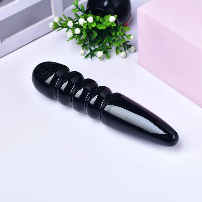 Dildos Black crystal thread dildo