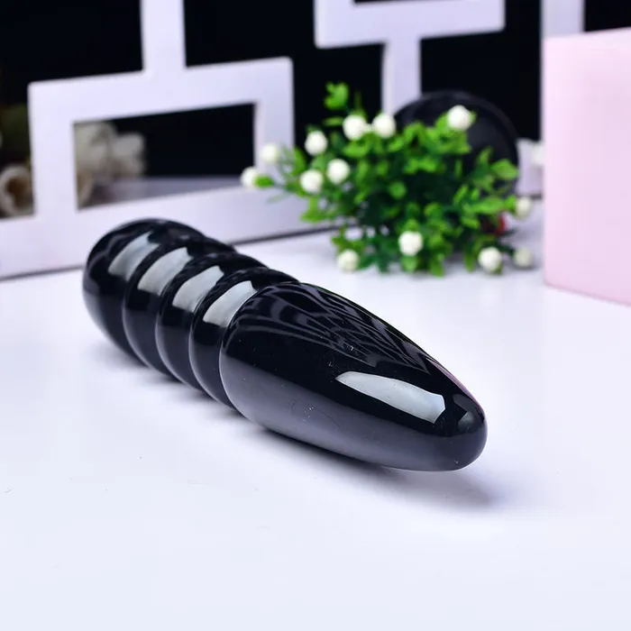 Dildos Black crystal thread dildo