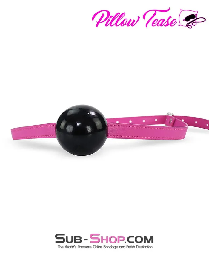 Dildos Idea 0578DL Large Black Rubber Ballgag on Hot Pink Strap MEGA Deal