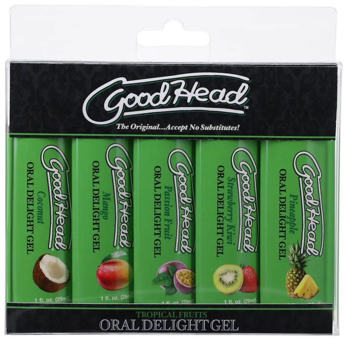 Doc Johnson Enhancers Goodhead Oral Delight Gel Tropical Fruits 5 Pack 1 Fl Oz
