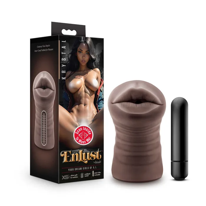 Enlust Krystal Vibrating Stroker Brown Blush Male Sex Toys