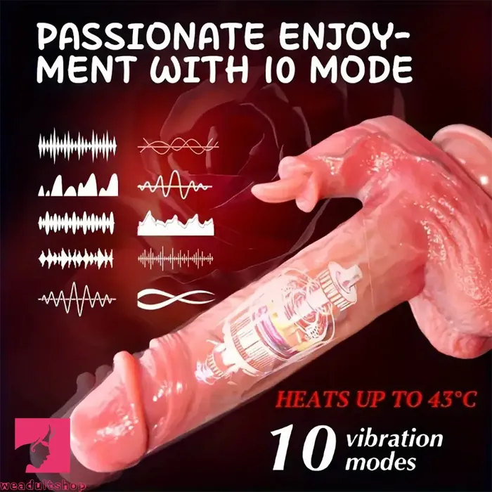 Female Sex Toys 925in 5in1 Auto Heating Thrusting Rocking Vibrating Remote Dildo Weadultshop