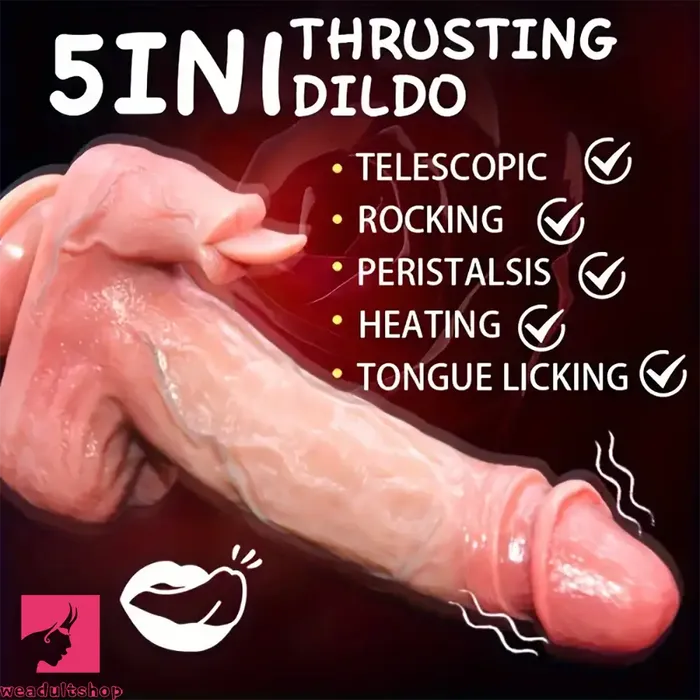 Female Sex Toys 925in 5in1 Auto Heating Thrusting Rocking Vibrating Remote Dildo Weadultshop
