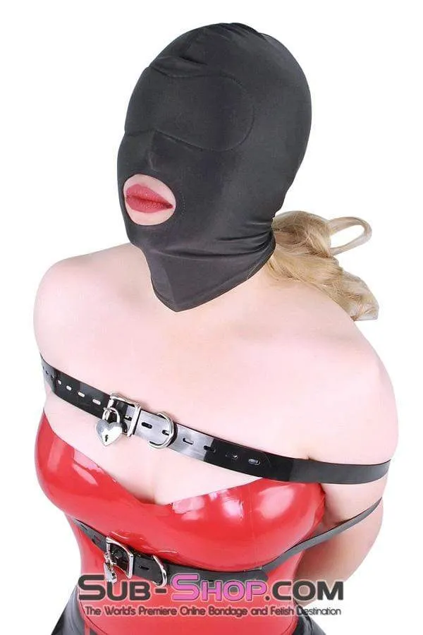 Female Sex Toys Idea 1698DL Spandex Open Mouth Trainer Hood with Sewn In Blindfold