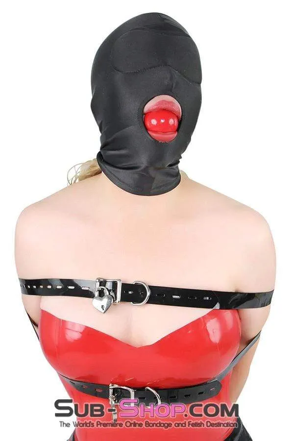 Female Sex Toys Idea 1698DL Spandex Open Mouth Trainer Hood with Sewn In Blindfold