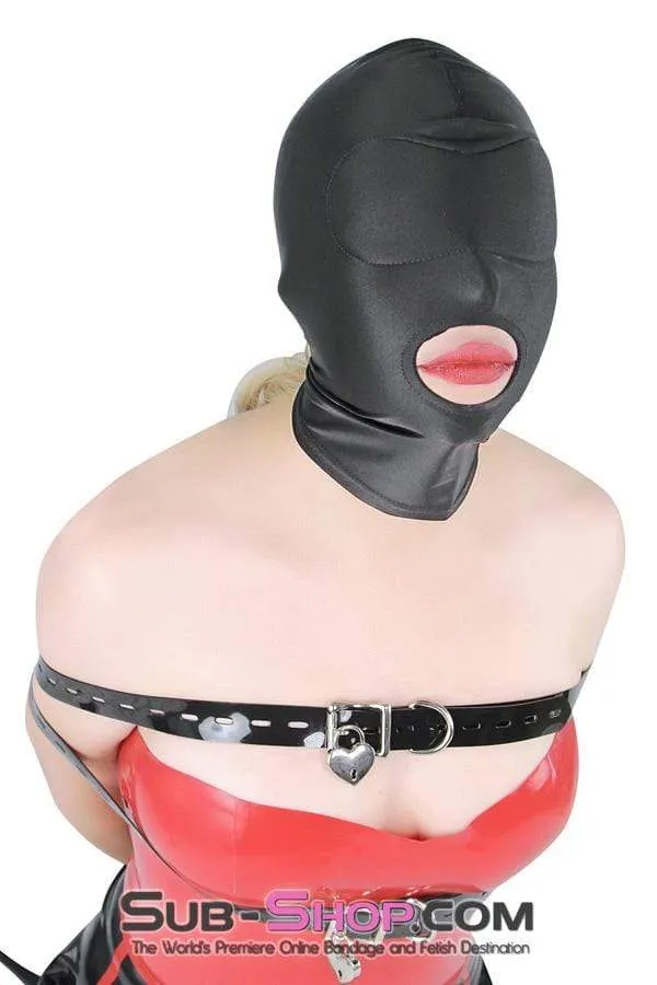 Female Sex Toys Idea 1698DL Spandex Open Mouth Trainer Hood with Sewn In Blindfold