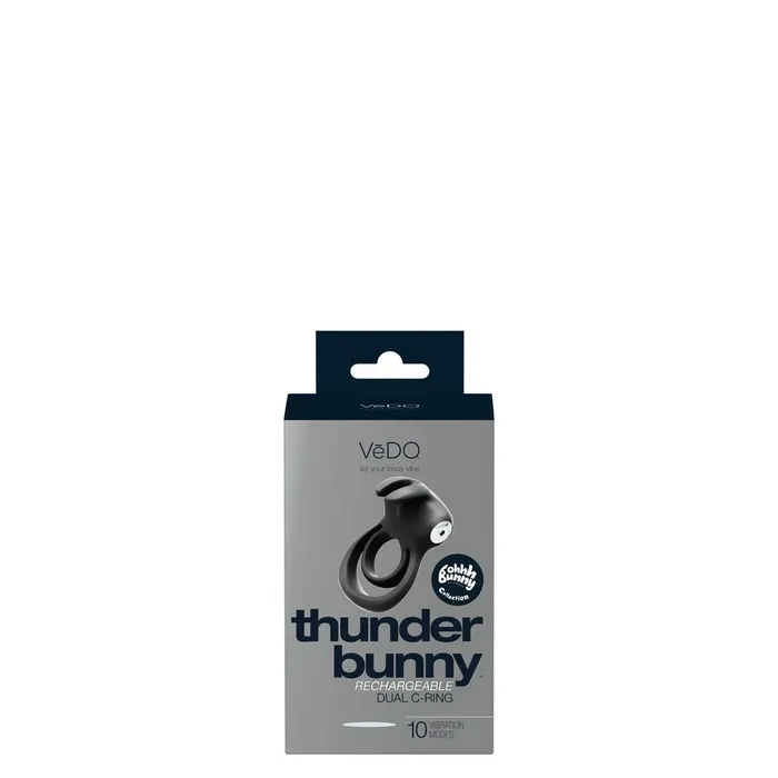 Female Sex Toys Thunder Bunny Rechargeable Dual Ring Black Pearl VeDO