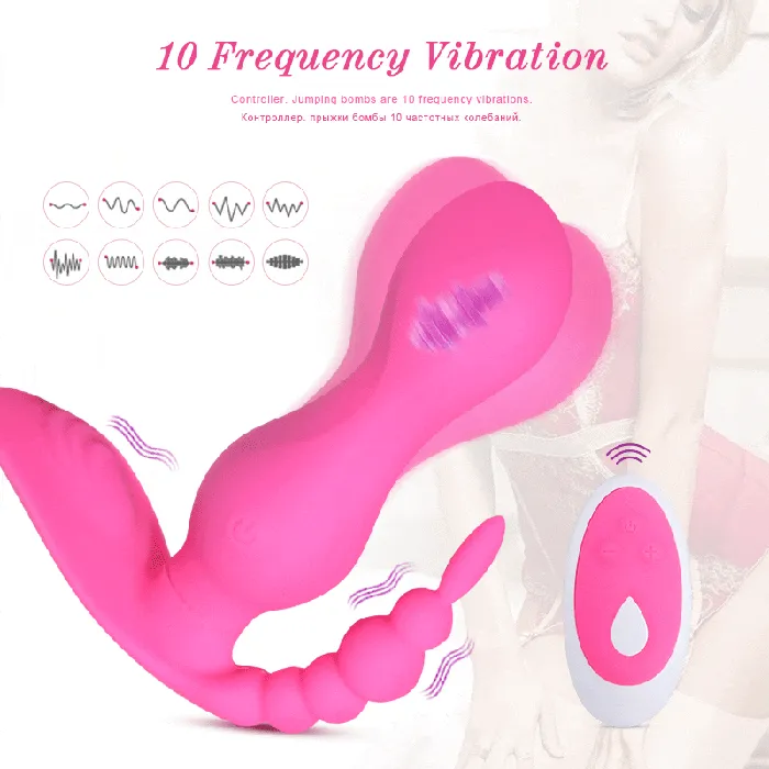 Female Sex Toys Weadultshop Doubleheaded Silicone Pull Beads Wireless Remote Control Vibrator