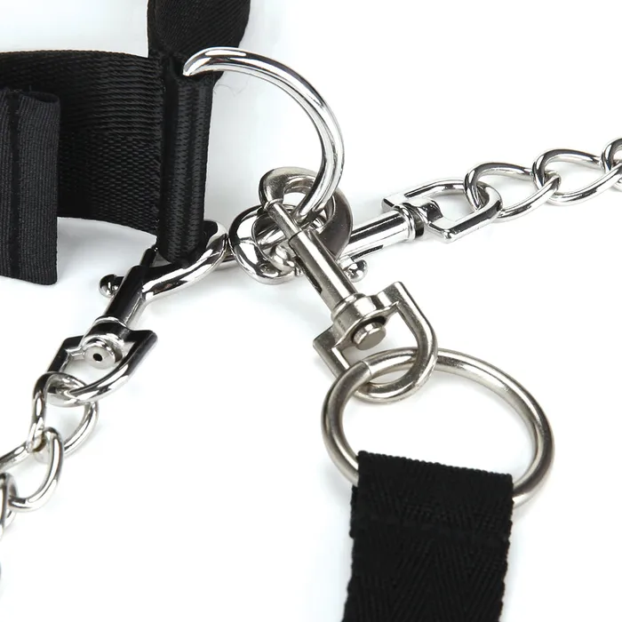 Lux Fetish Couples Sex Collar and Leash Set With Cuffs