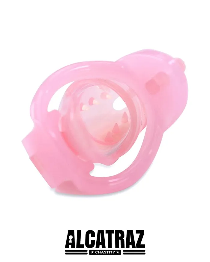 Male Sex Toys 1397AR Spiked Little Sissy Cock Blocker Silicone Locking Male Chastity with Ball Divider Aria
